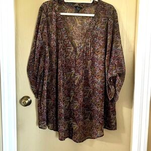 torrid Paisley Print Blouse in Burgundy, Gold, Black